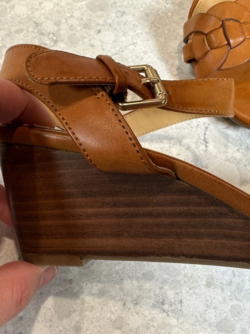 Michael Shannon Tan Braided Ankle-Strap Sandals